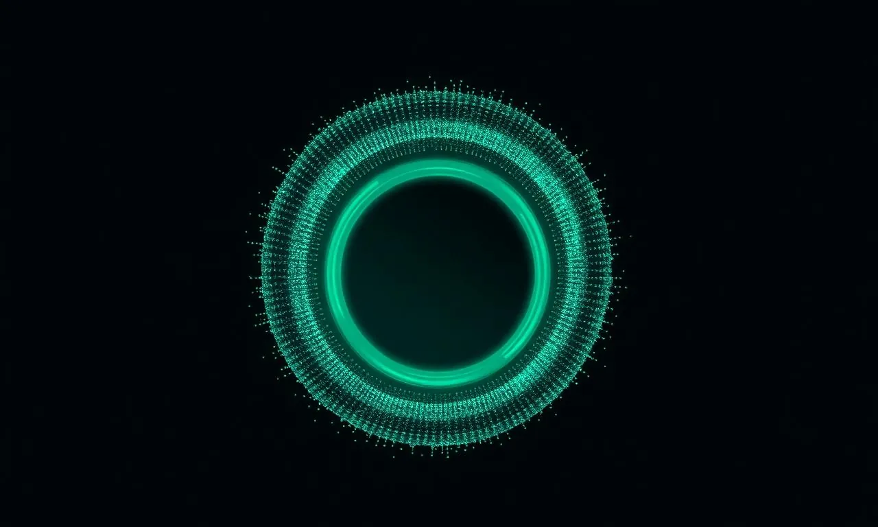 Visual representation of the biological age calculation: a glowing sphere made of data particles